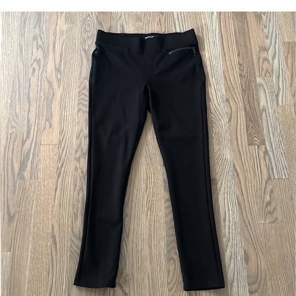 DKNY Jeans Ponte Pant Women's Pull-On Black Faux Zip Back Pockets Size Small - Picture 1 of 12